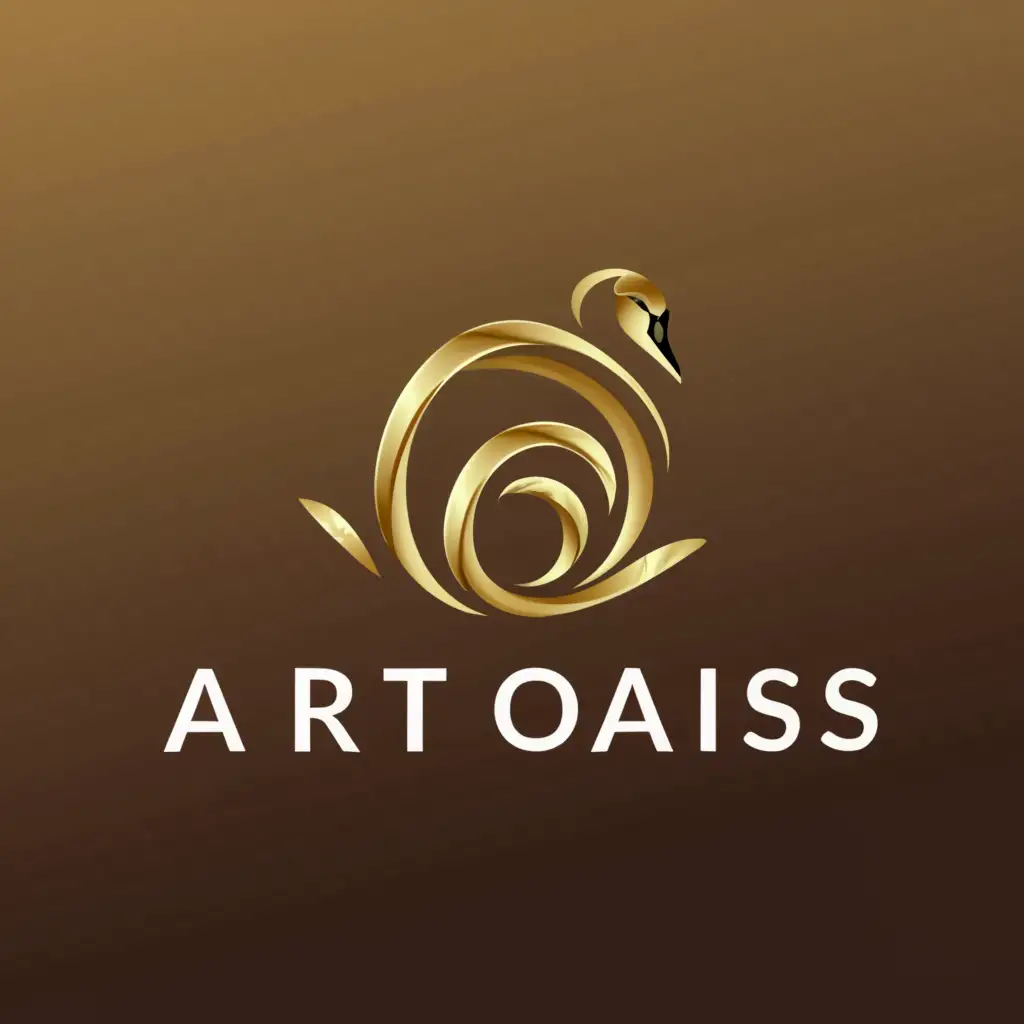 a logo design,with the text "art oasis", main symbol:swan, golden color,Moderate,clear background