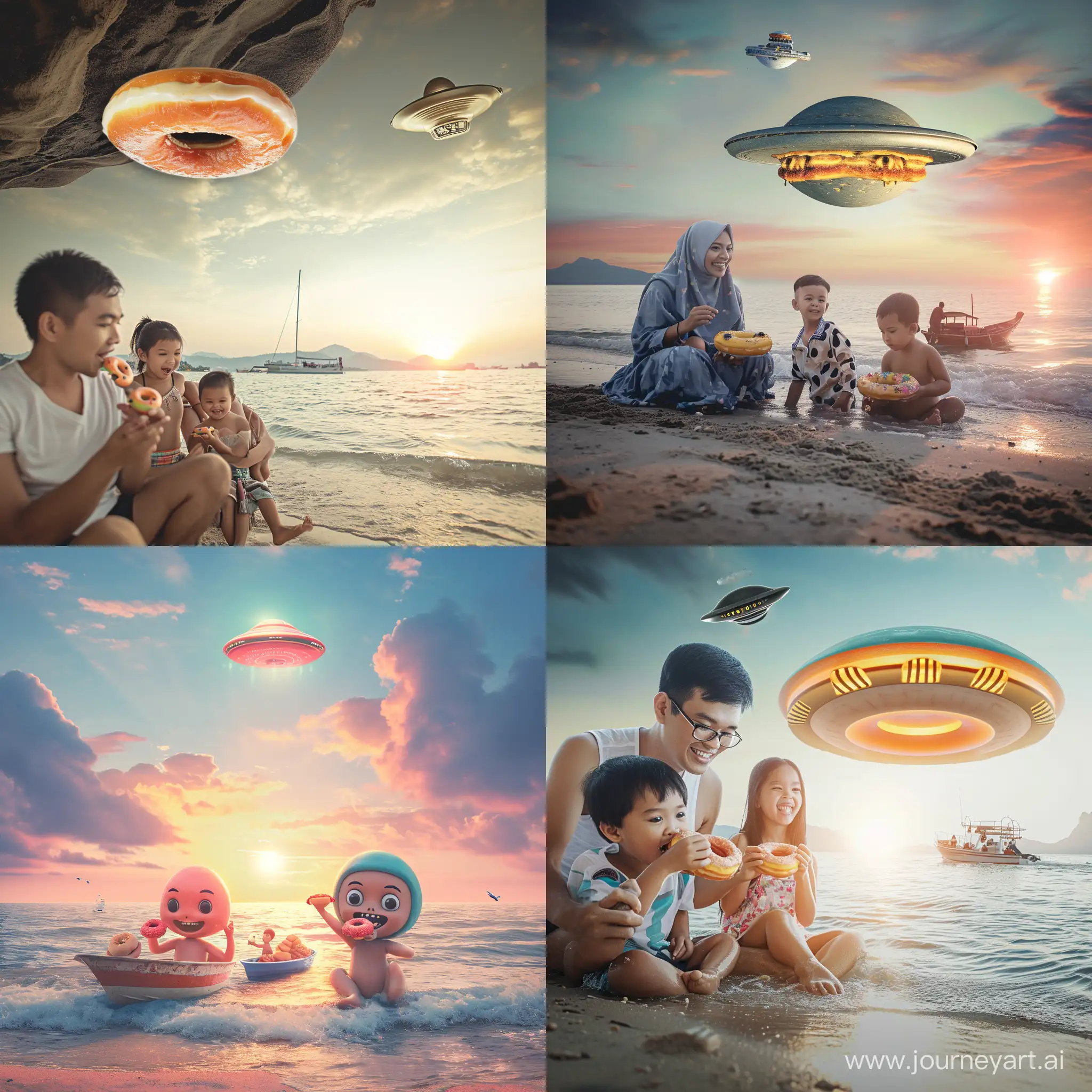 Joyful-Malay-Family-Enjoying-Beach-Picnic-with-Alien-Encounter