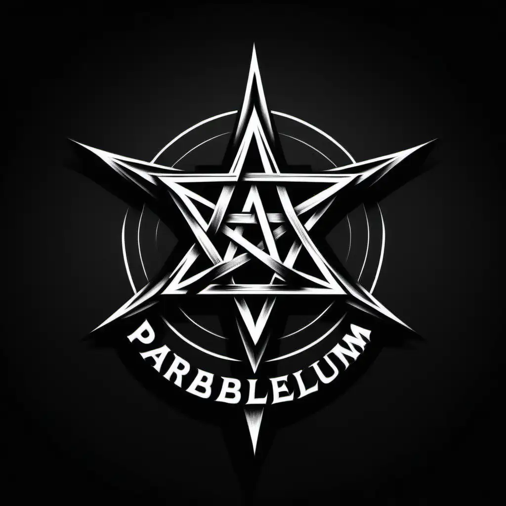 PARABELLUM Fonts pentagramm logo with black and white colors 
