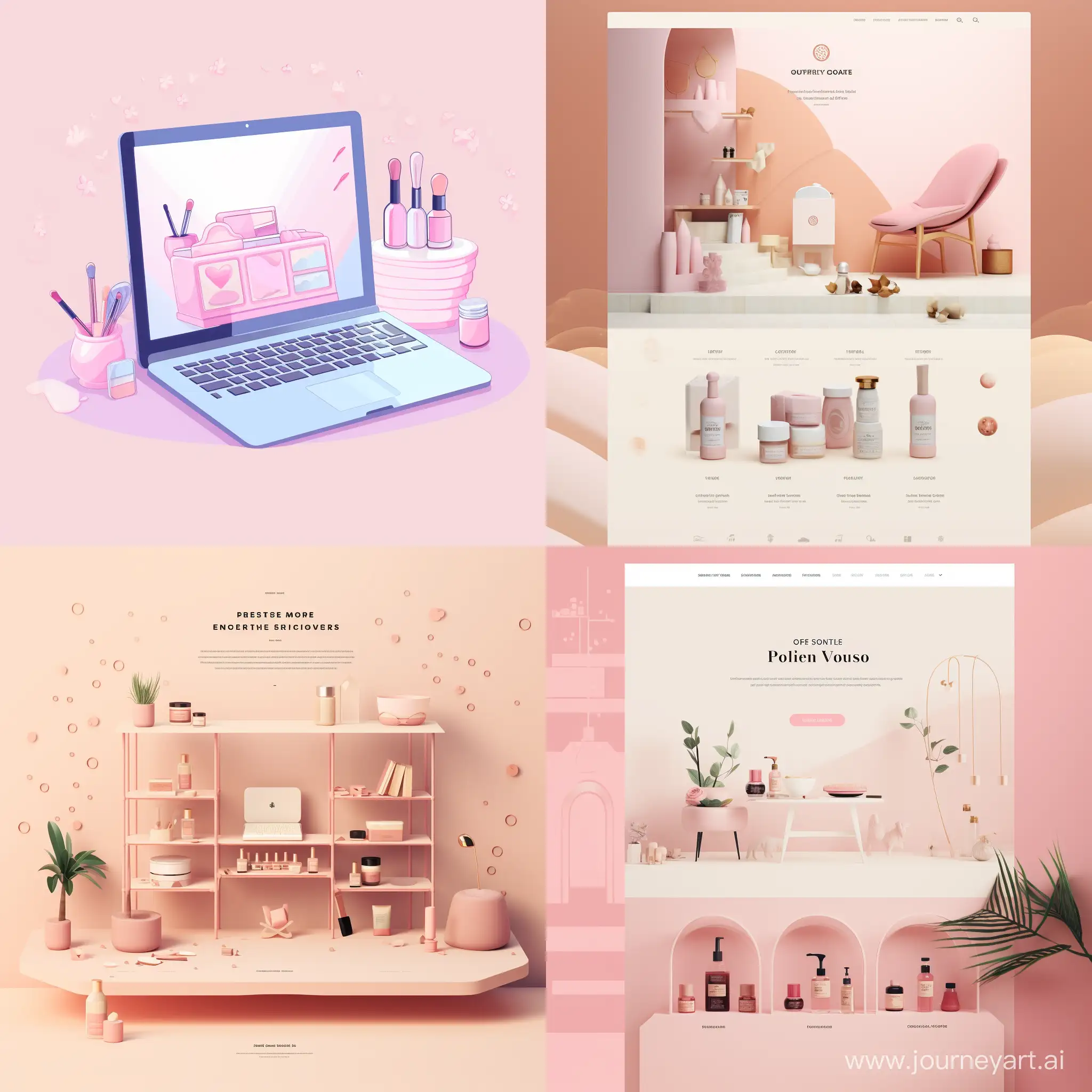 illustration a minimal graphic image about "How to build ecommerce website about Beauty Clinic" with a plain color background