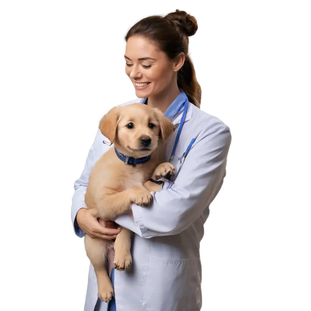 Realistic-PNG-Image-Veterinarian-Examining-a-Joyful-Puppy