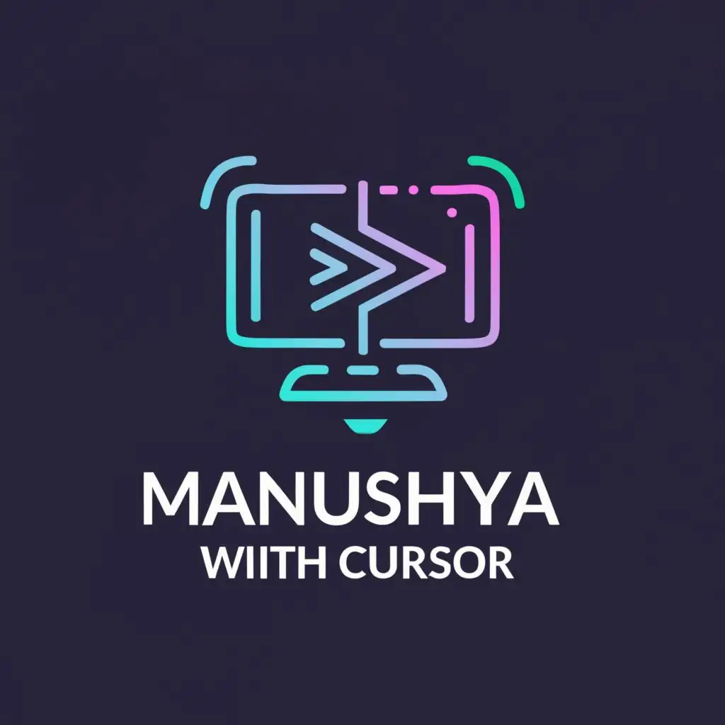 a logo design,with the text "Manushya with cursor", main symbol:laptop,Moderate,be used in Internet industry,clear background