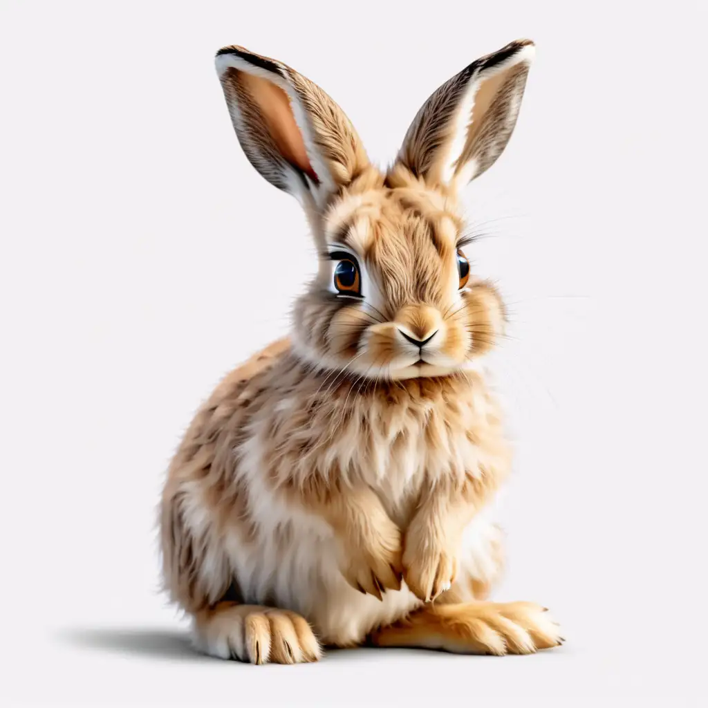 cute baby hare sitting up, sideways image, transparent background