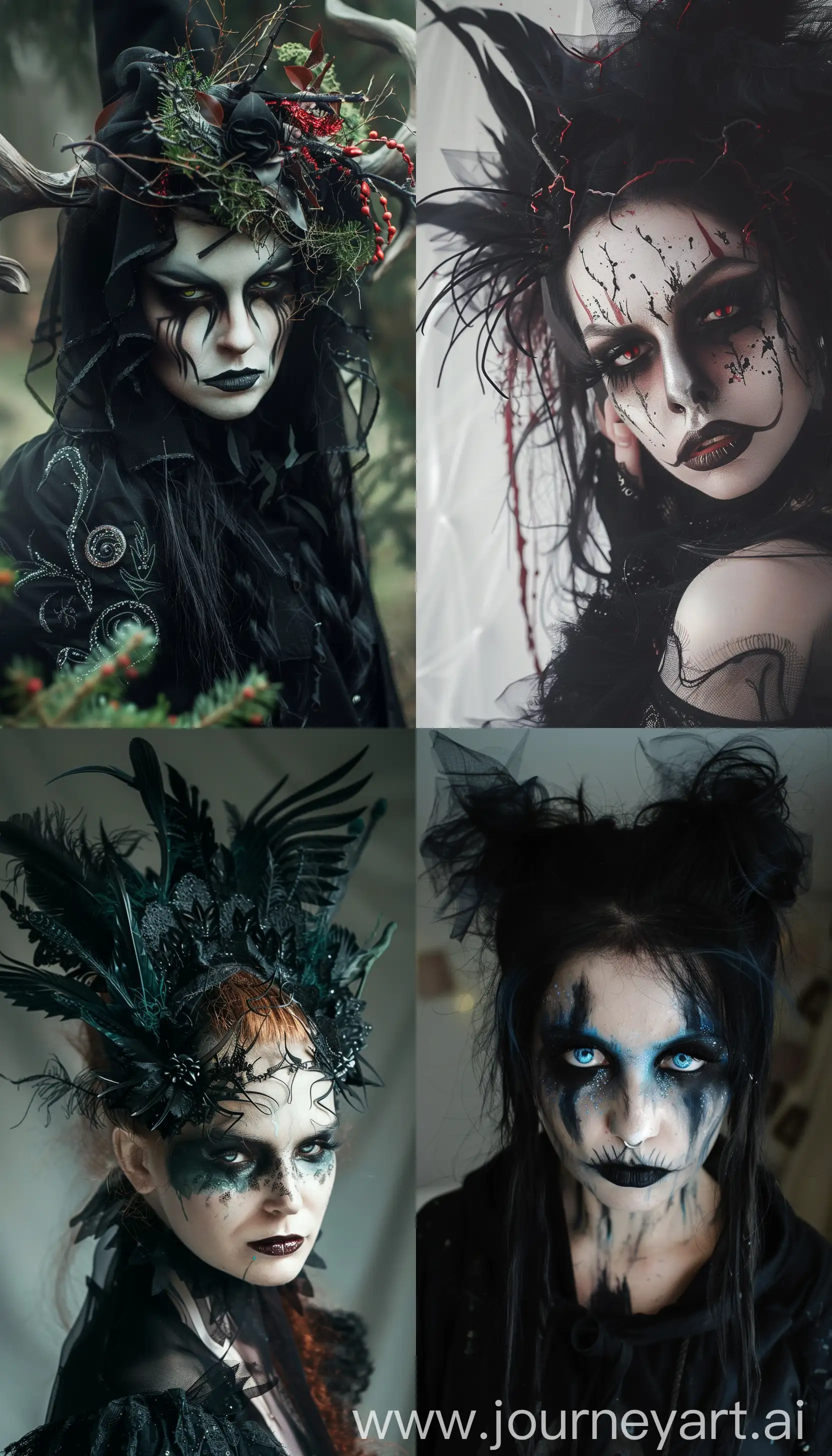 A witch in SFX makeup style with a sense of horror and dark colors --ar 4:7 --v 6