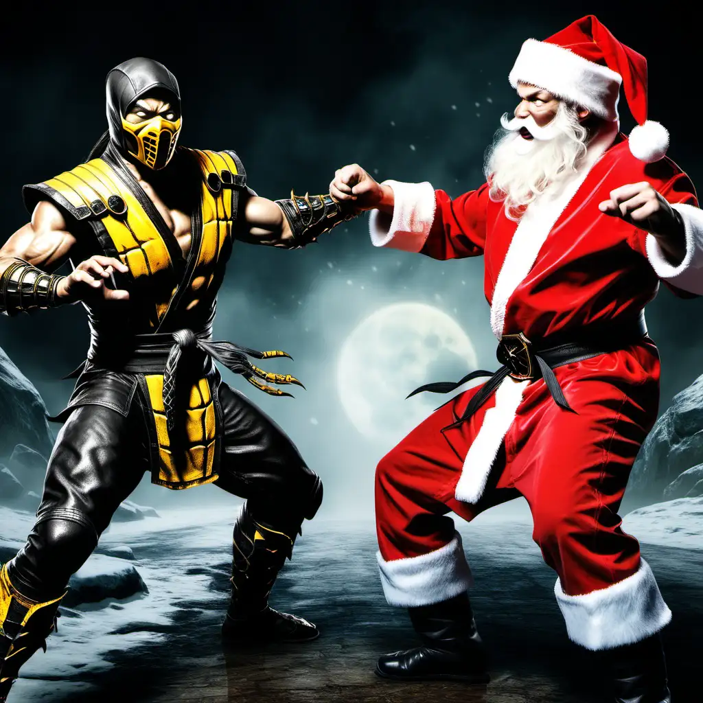 Intense Mortal Kombat Battle Scorpion vs Santa Claus