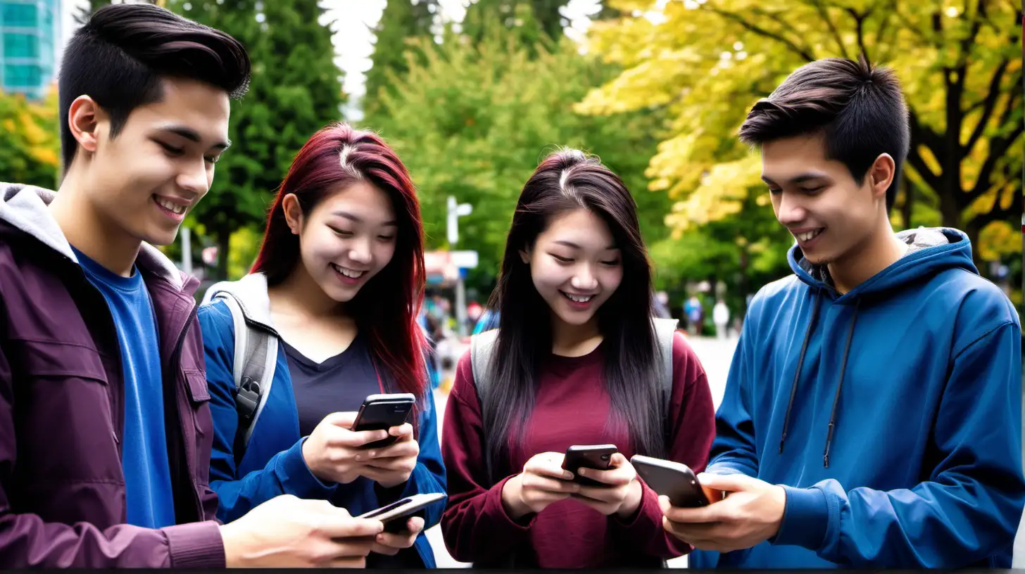 show college students on their android phones in in vancouver canada