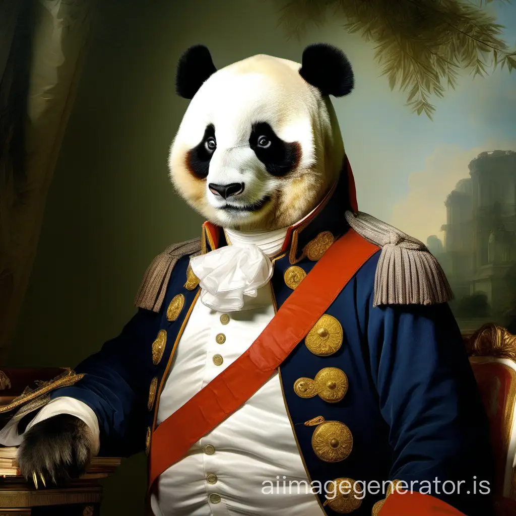 un panda en habit
 de Napoléon premier