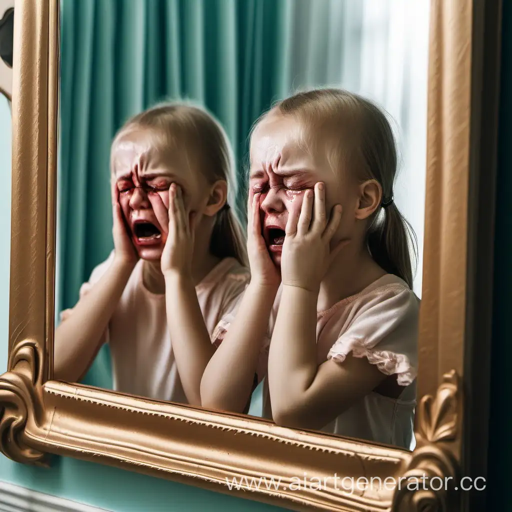 Девочка оля плачет у зеркала