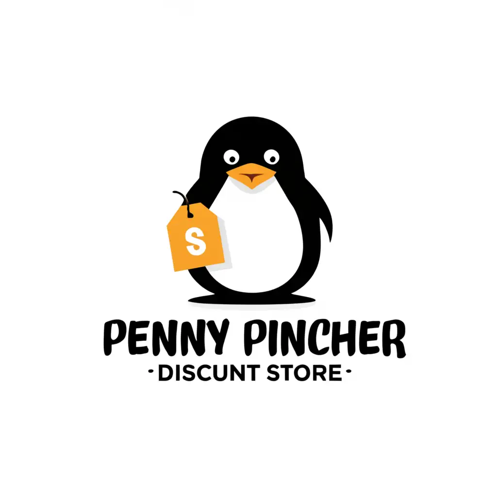 a logo design,with the text "Penny pincher discount store", main symbol:create a logo called "Penny pincher discount store",  aesthetic, create a unique logo to represent my new discount store. I didn't specify any preferences in terms of color or style, as I'm interested in seeing a wide range of creative proposals.
The store name is "Penny pincher discount store" I would like the logo to carry the idea in a funny and effective way,Minimalistic,clear background