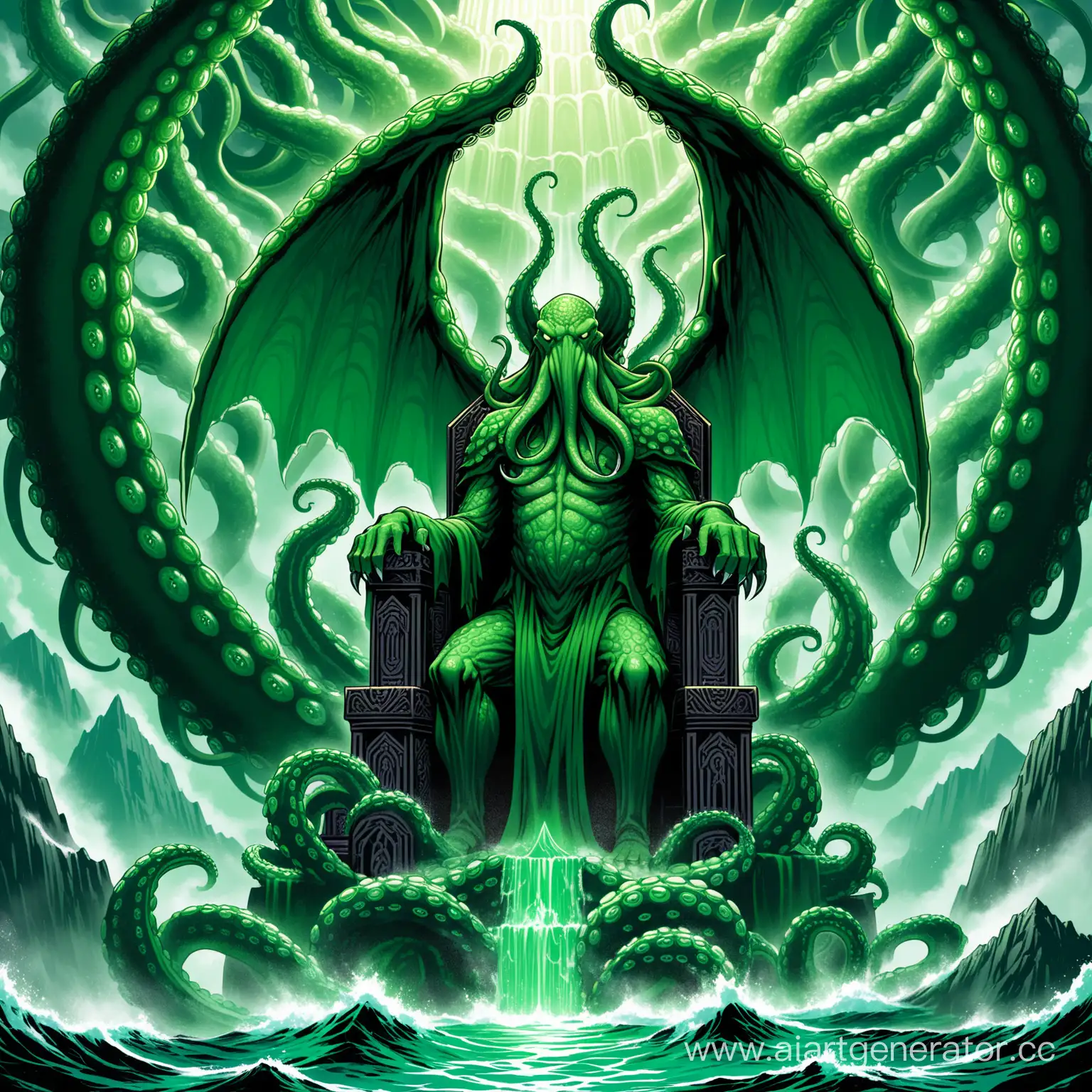 Majestic-Cthulhu-on-Mountain-Throne-Amid-Storm-Clouds