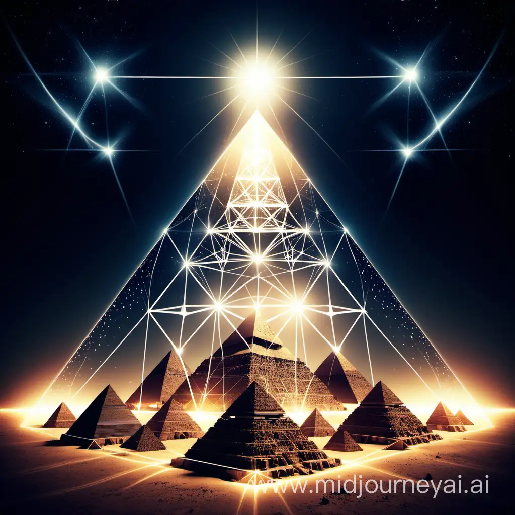 Futuristic Network of Light Pyramids