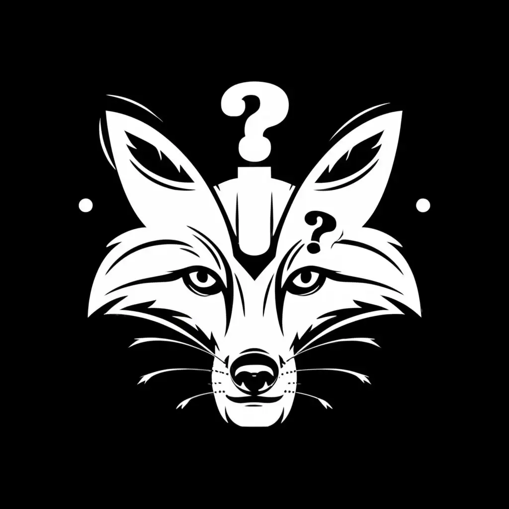 logo, A fox black and white logo for a music band, with the text "'''
?
'''", typography