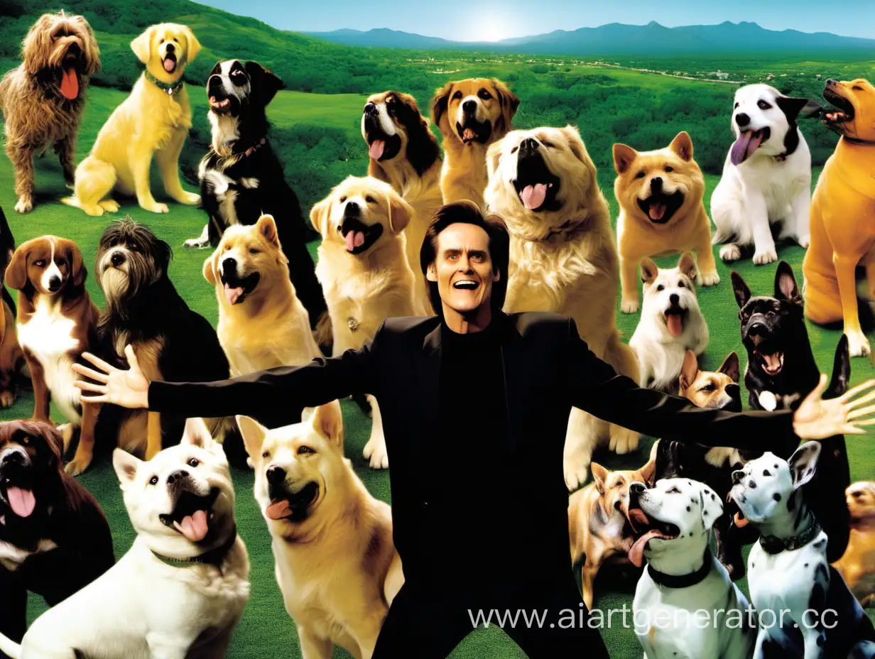 Jim-Carrey-Embracing-Landscape-of-Dogs