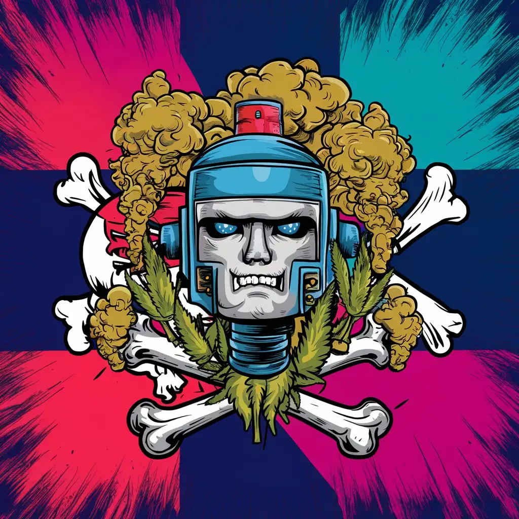 Robot-Head-Avatar-in-Hemp-on-Pirate-Flag-Background