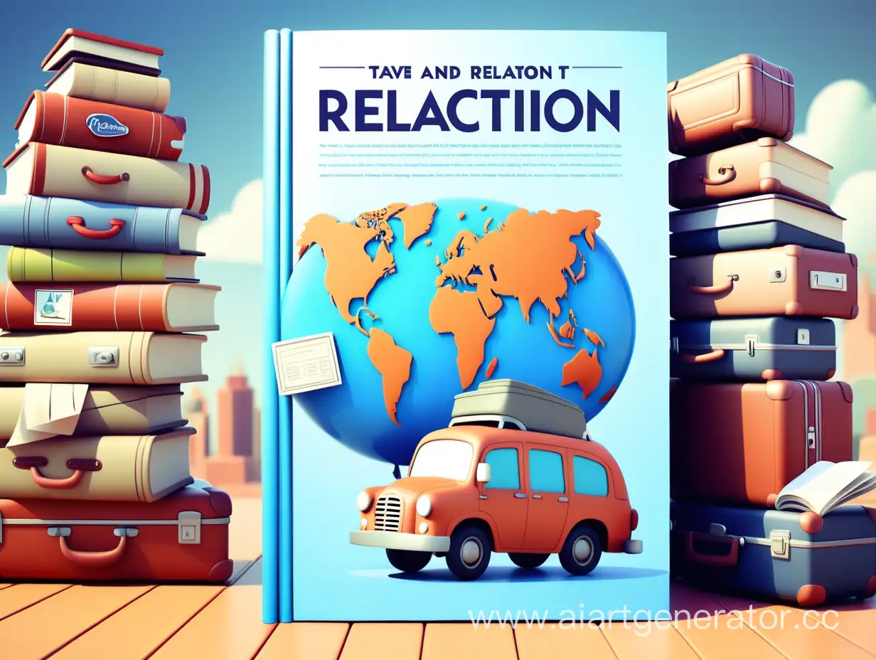Обложка книги с советами для путешествий и релокации, визуальный стиль как в мультиках Pixar