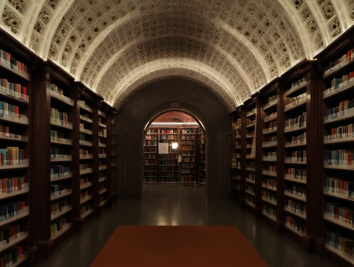 Vintage Library Interior with Hidden Vault