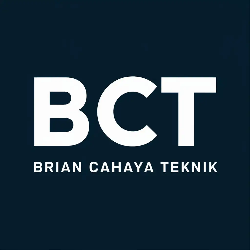 logo, BCT, with the text "Brian Cahaya Teknik", typography