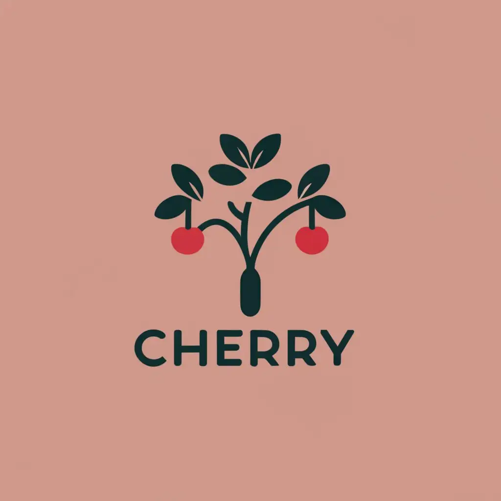 logo, cherry tree plant, with the text "Simple Abstract logo black colour", typography