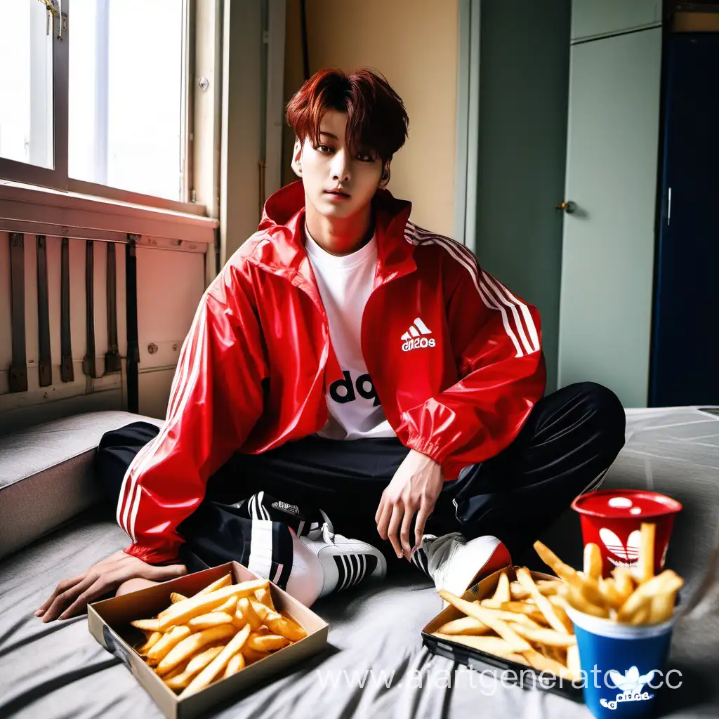 Jungkook-from-BTS-Enjoying-a-Moment-of-Comfort-in-a-Vintage-Apartment-with-a-French-Fry