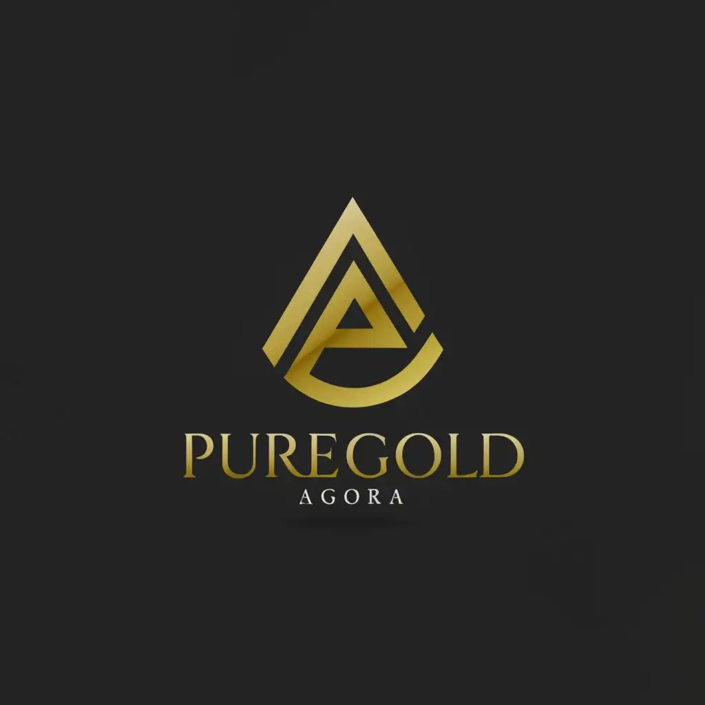 a logo design,with the text "PureGold 
Agora", main symbol:Gold,Minimalistic,be used in Retail industry,clear background