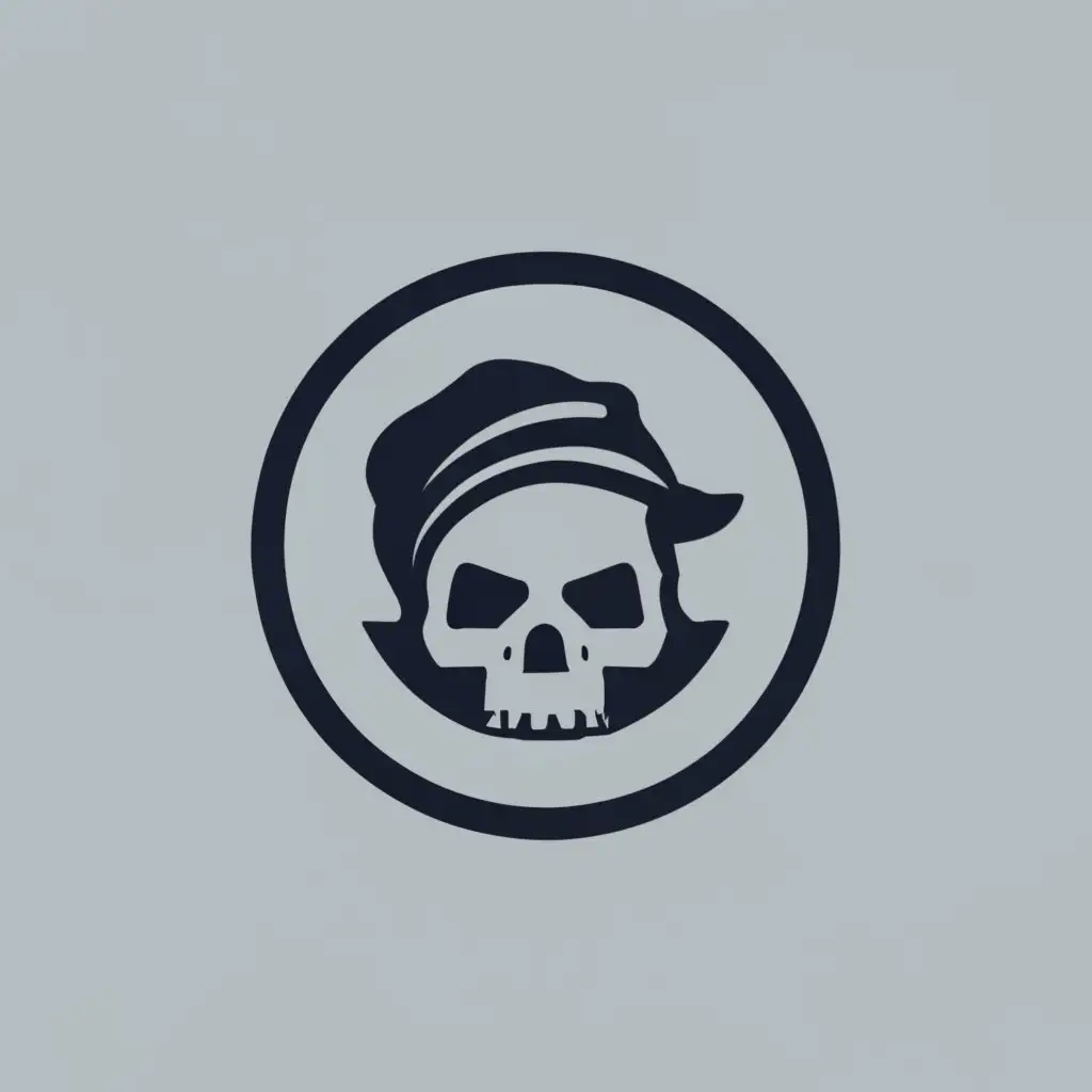logo, metal casting skull, minimalism, round frame, with the text "Phantom", typography