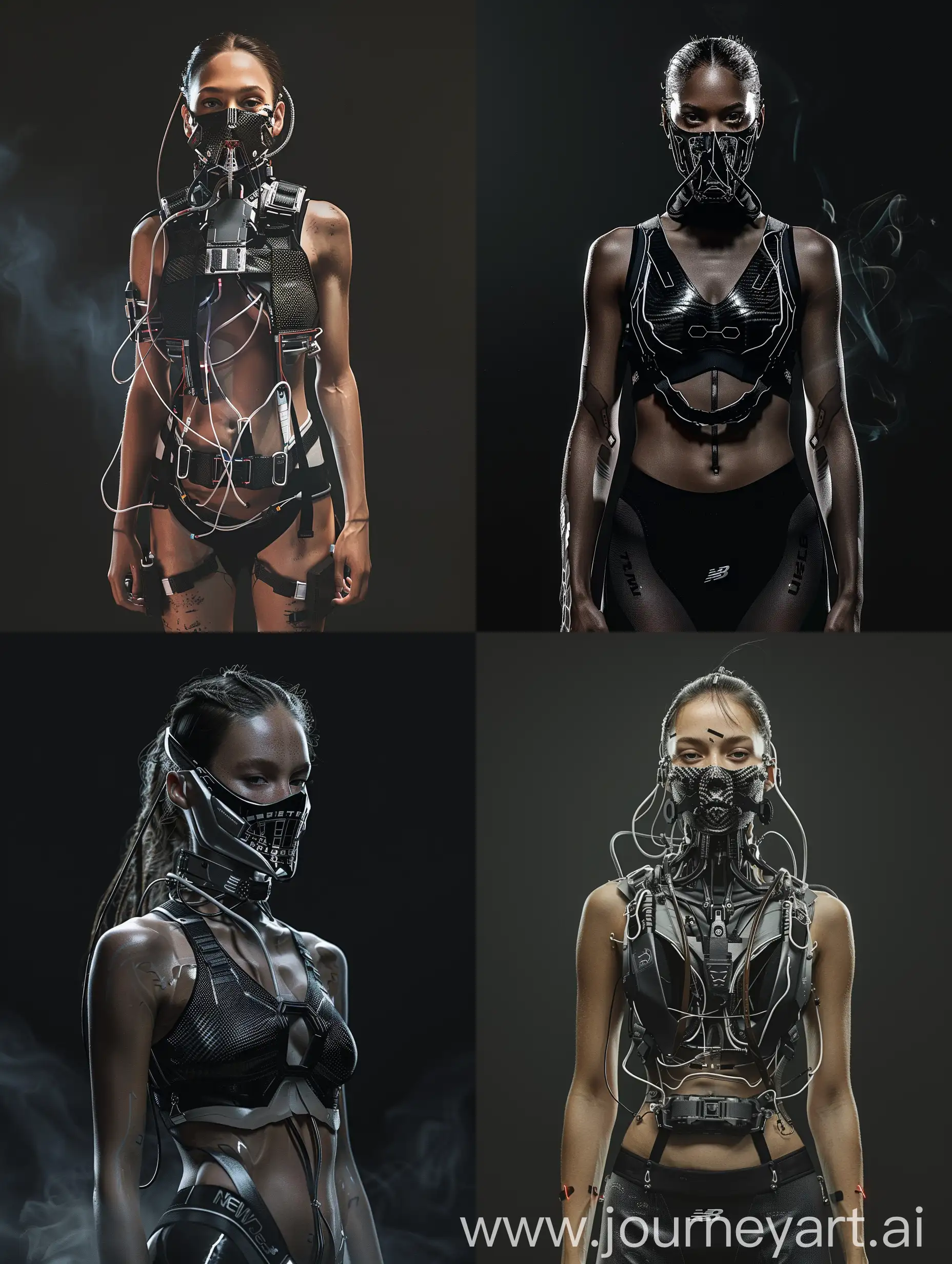 Futuristic-Cyberpunk-Woman-with-Cybernetic-Mask-in-Dynamic-Motion