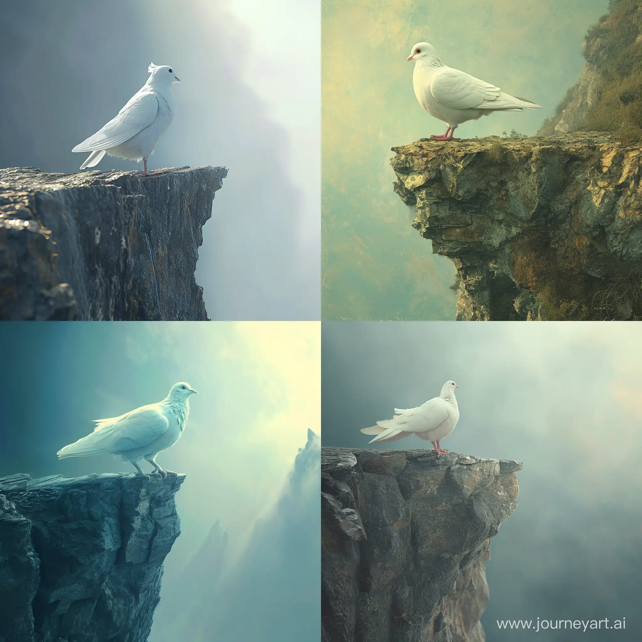 Surreal-Fantasy-Art-Anthropomorphic-Dove-on-Cliff