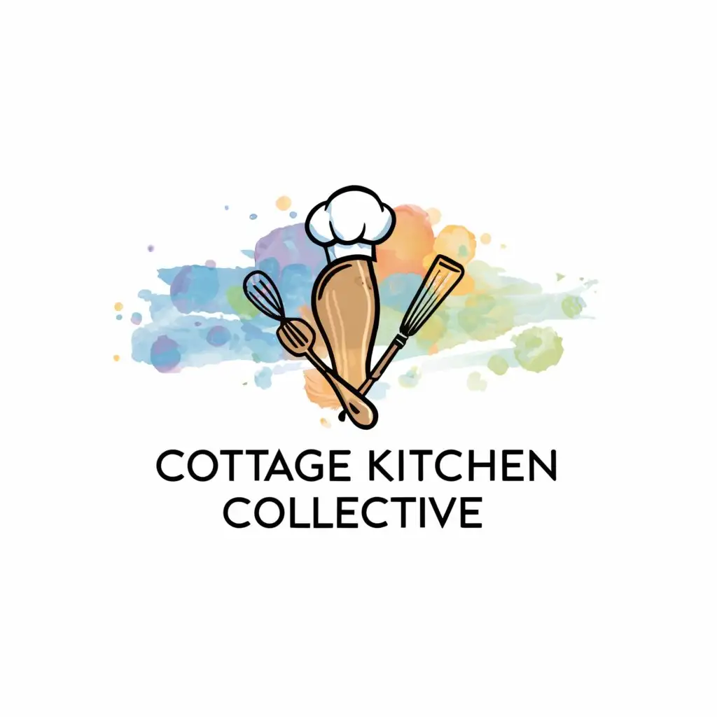 a logo design,with the text "Cottage Kitchen Collective", main symbol:main symbols: baking, cooking, music, art, watercolor, multi-color, main color: marseille blue, clear background,Moderate,be used in Restaurant industry,clear background