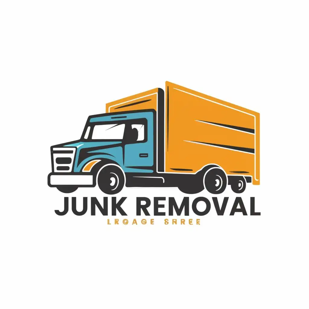 logo, truck, with the text "junk removal", typography