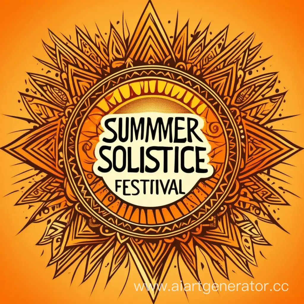 Ethnic-Style-Summer-Solstice-Festival-Logo-in-Vibrant-OrangeYellow-Tones