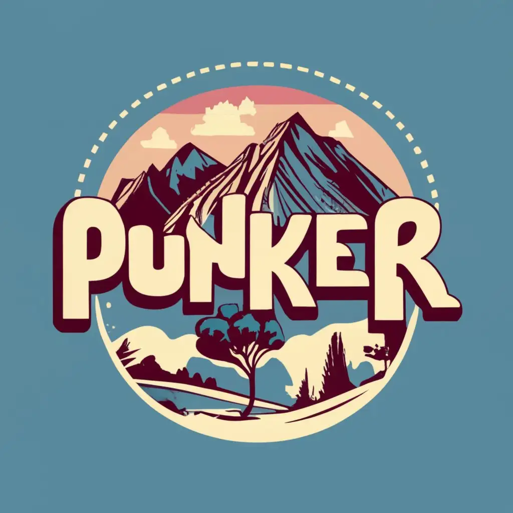 logo, uncoventional landscape , with the text "Punker", typography, be used in Entertainment industry