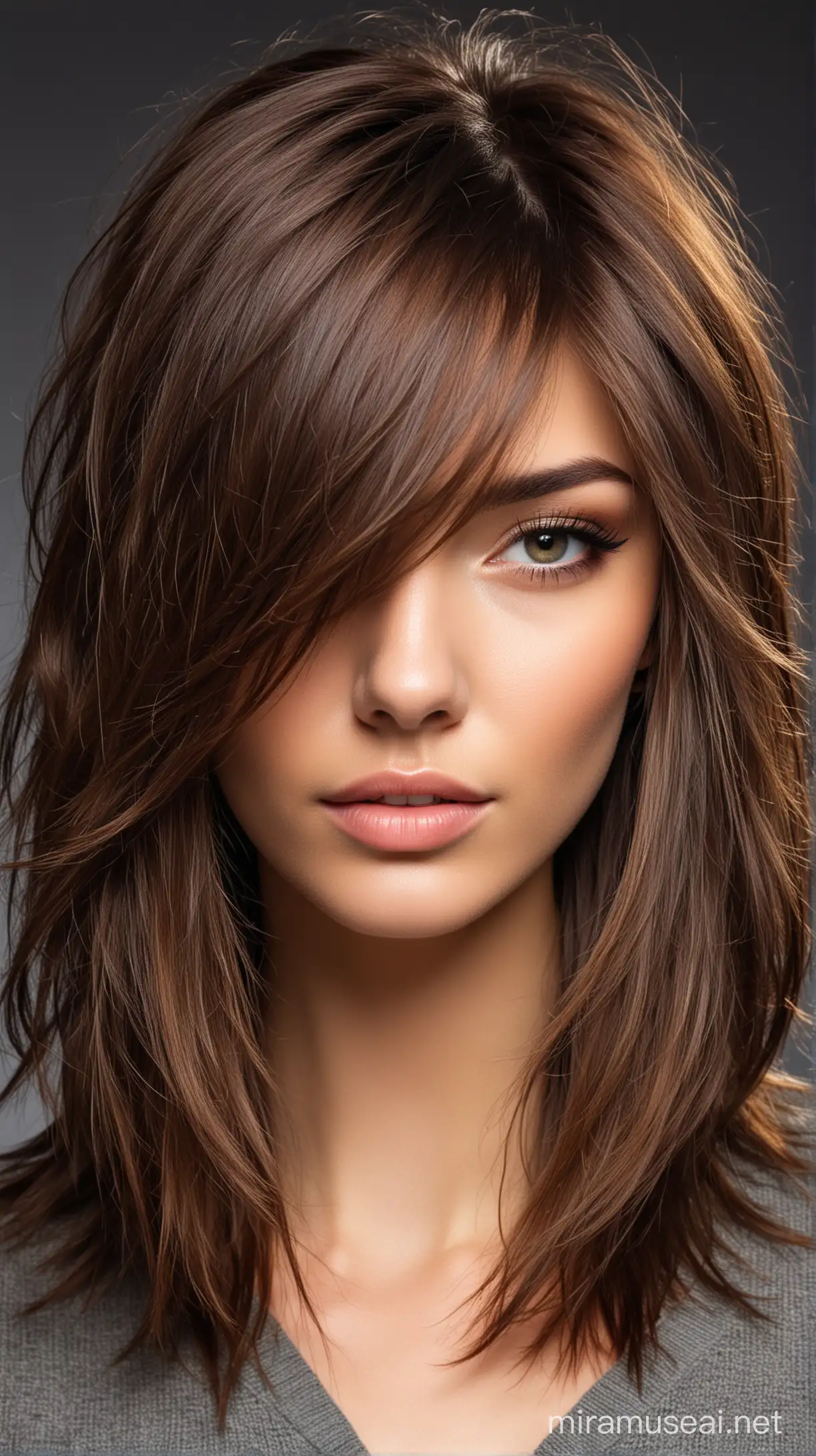 Beautiful model with spectacular haircut layers