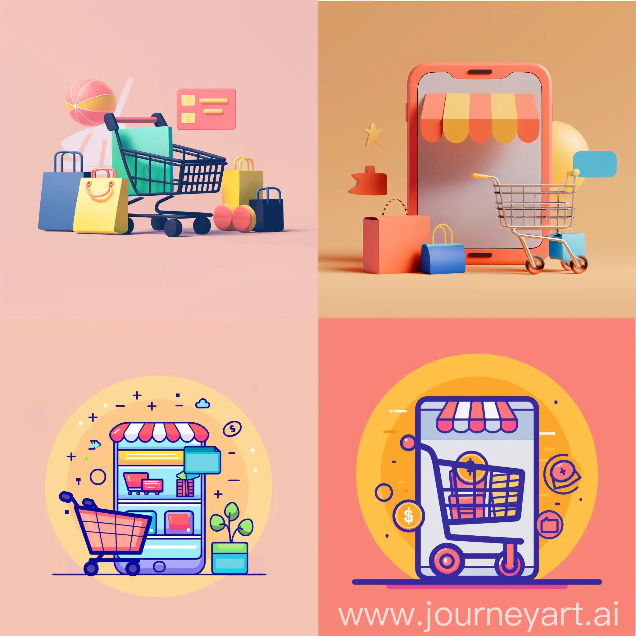 illustration a minimal graphic image about "Introducing online installment purchase platforms" with a plain color background

