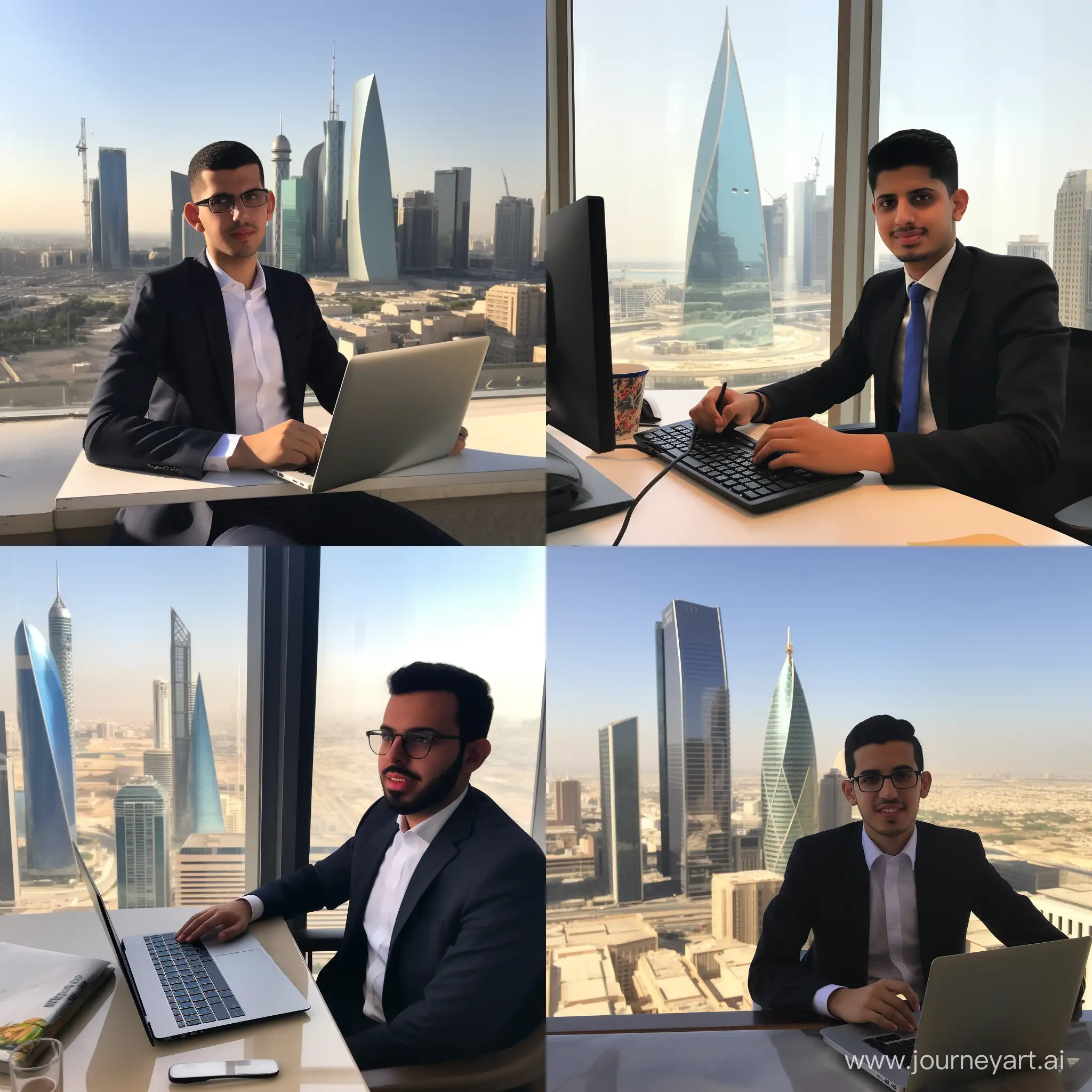 Kuwaiti-Marketologist-at-Work-Young-Male-Professional-Amidst-Skyscrapers