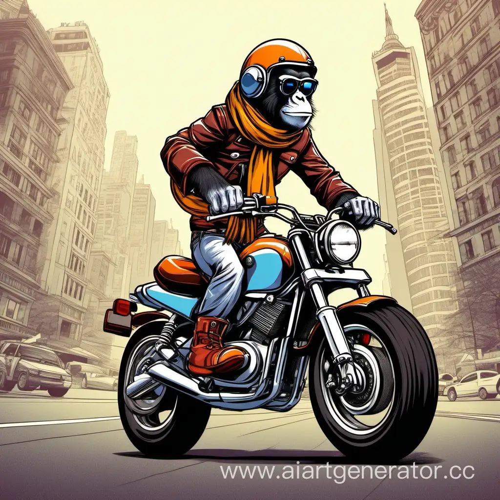 Cool-Monkey-Riding-Motorcycle-Through-City-Streets