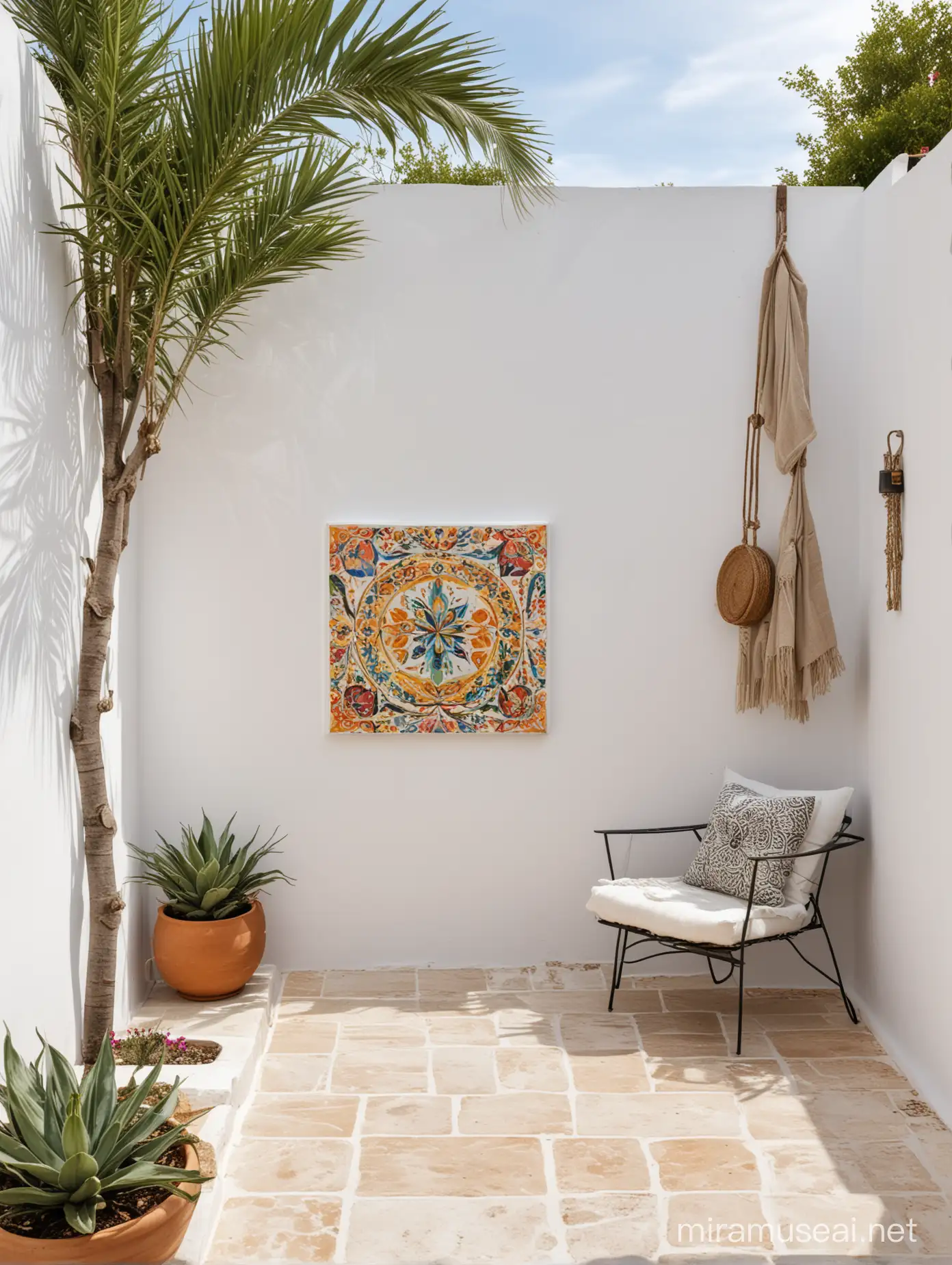 Ibiza Style Patio Small Square Painting Adorns White Wall