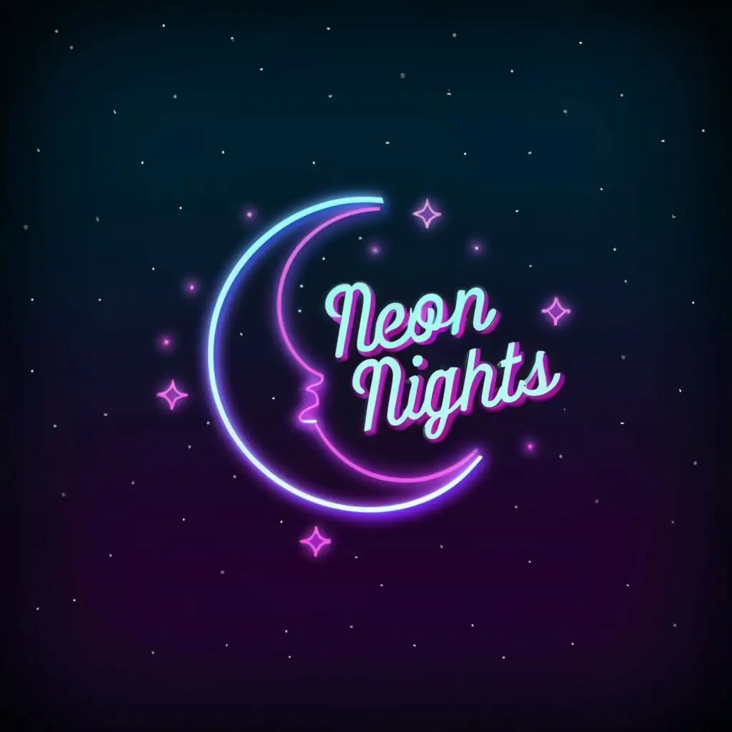 LOGO-Design-For-Neon-Nights-Lunar-Symbol-with-Vibrant-Typography-for-Entertainment-Industry