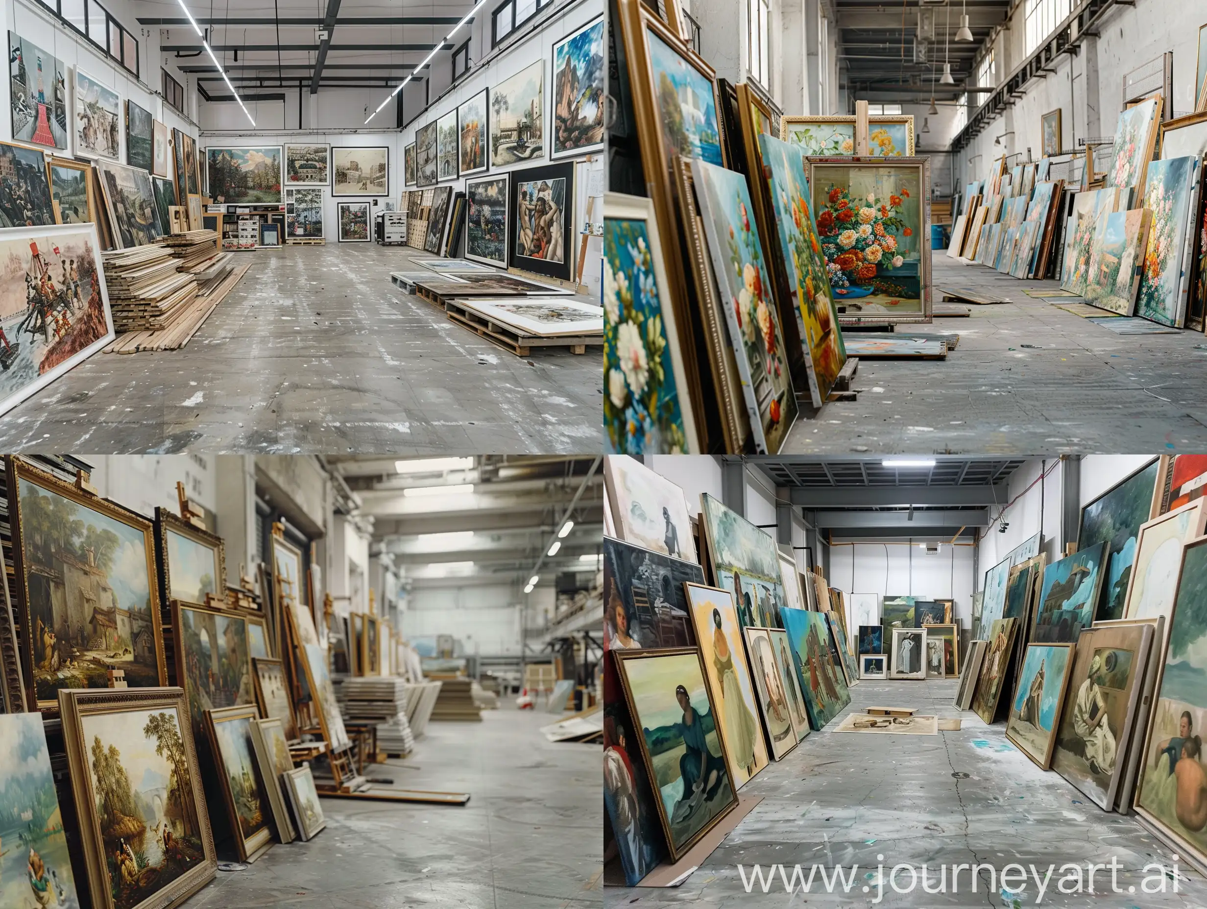 Vibrant-HandPainted-Oil-Paintings-in-Factory-Setting
