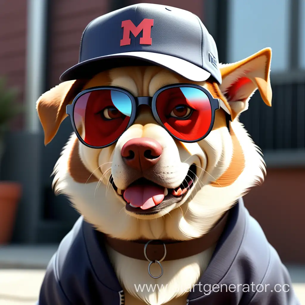 нарисуй злую собаку в крутых очках и кепке мем