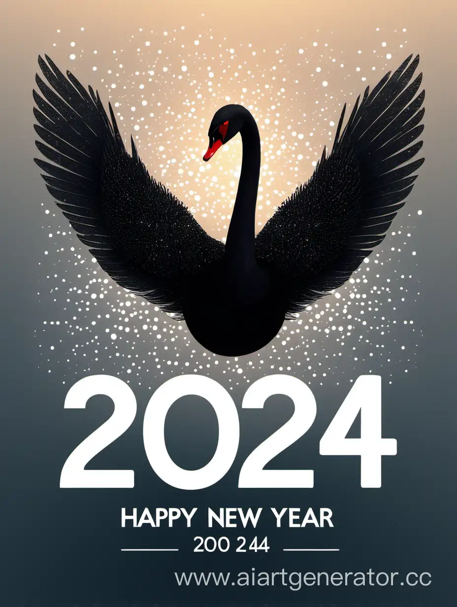 С Новым Годом 2024, черный лебедь