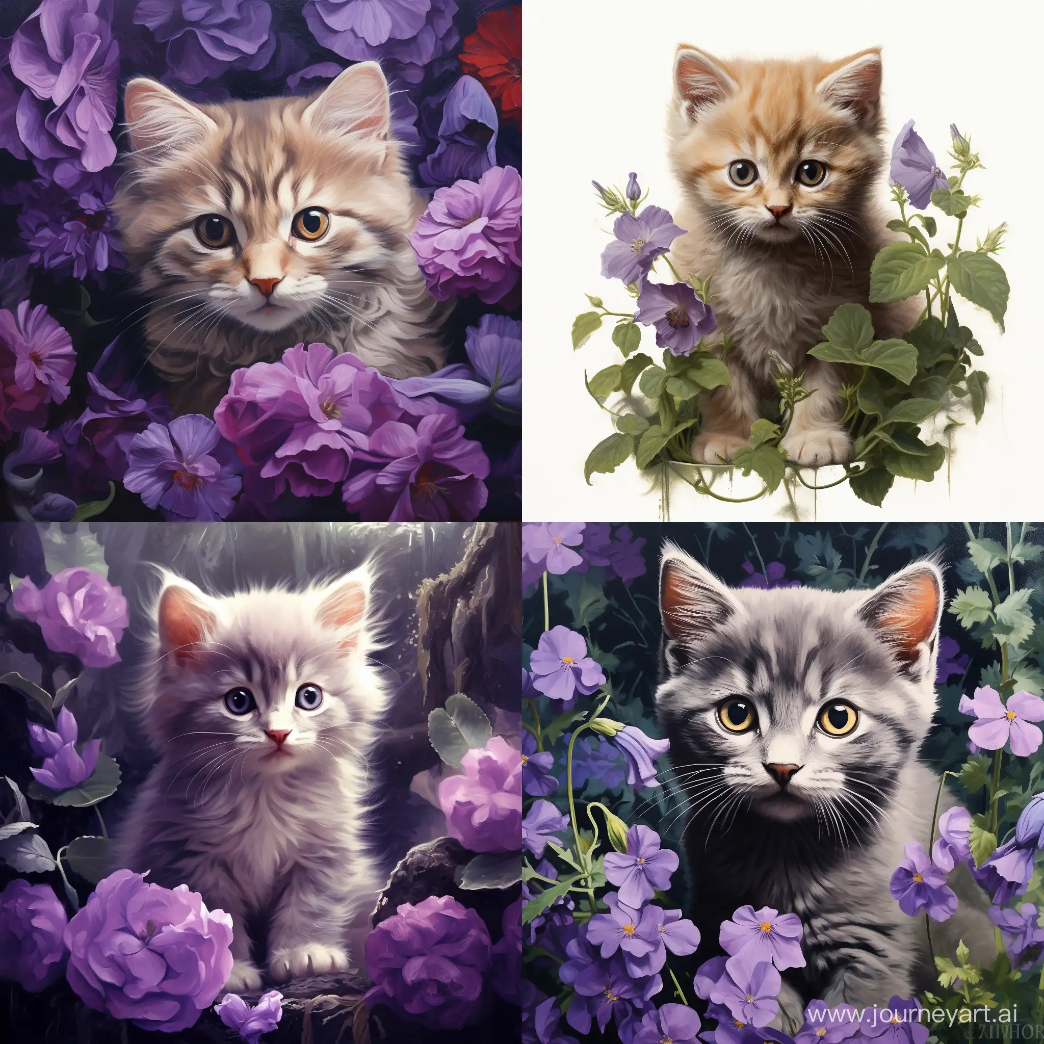 Adorable-Kitten-Surrounded-by-Violet-Flowers