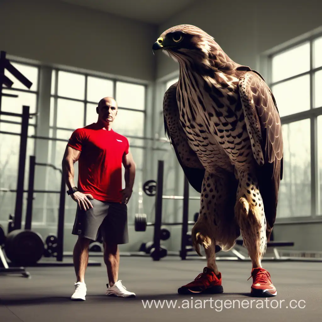 Afanasy-and-Sokolyansky-Training-with-a-Cool-Falcon-in-the-Gym