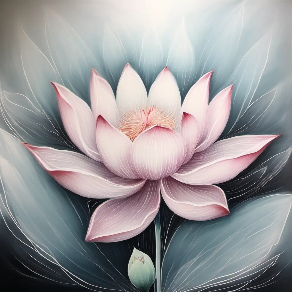 Arty painting ethereal spirit lotus flower soft pastel and white colours