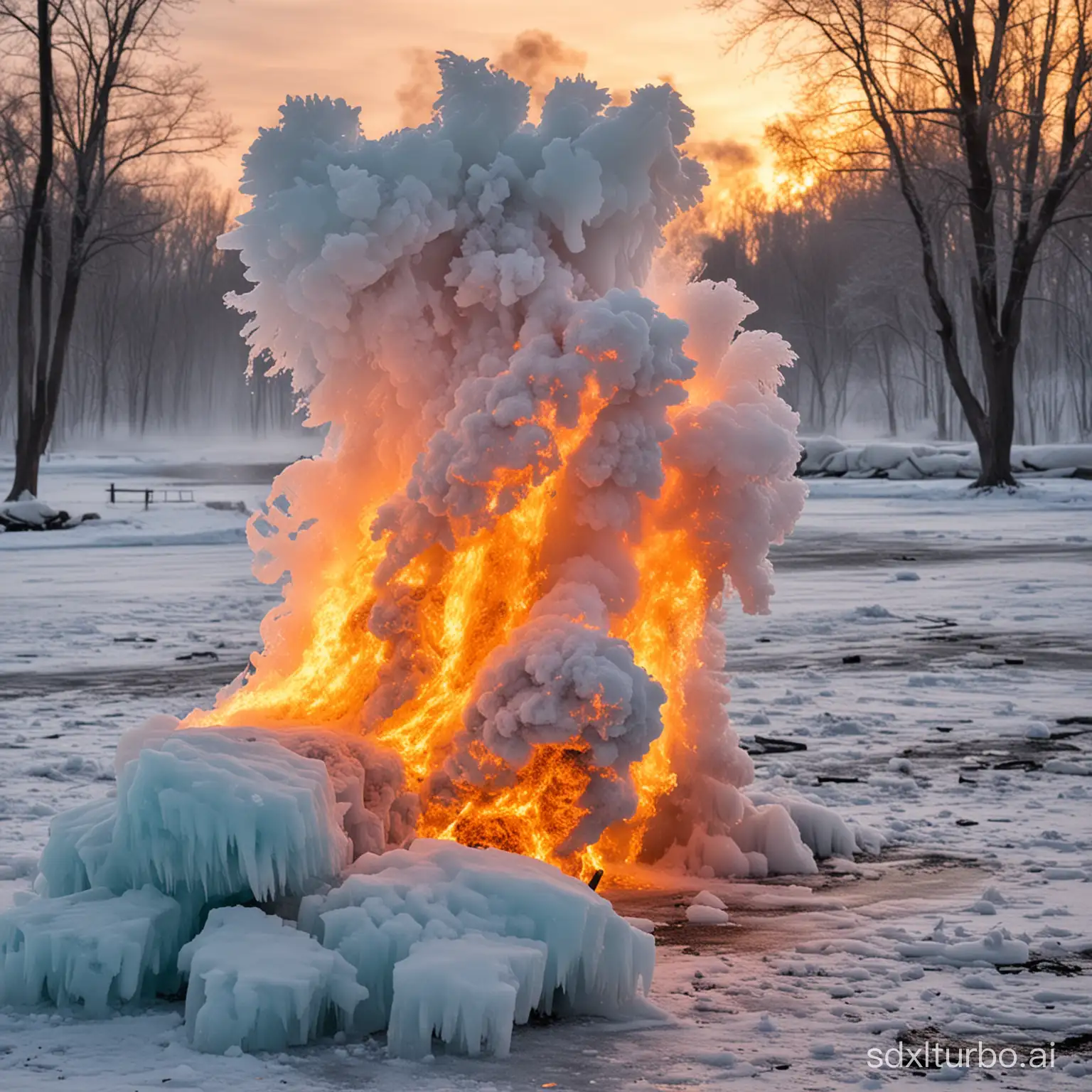 Ice-Overcoming-Fire-A-Clash-of-Elements-in-a-Frozen-Inferno