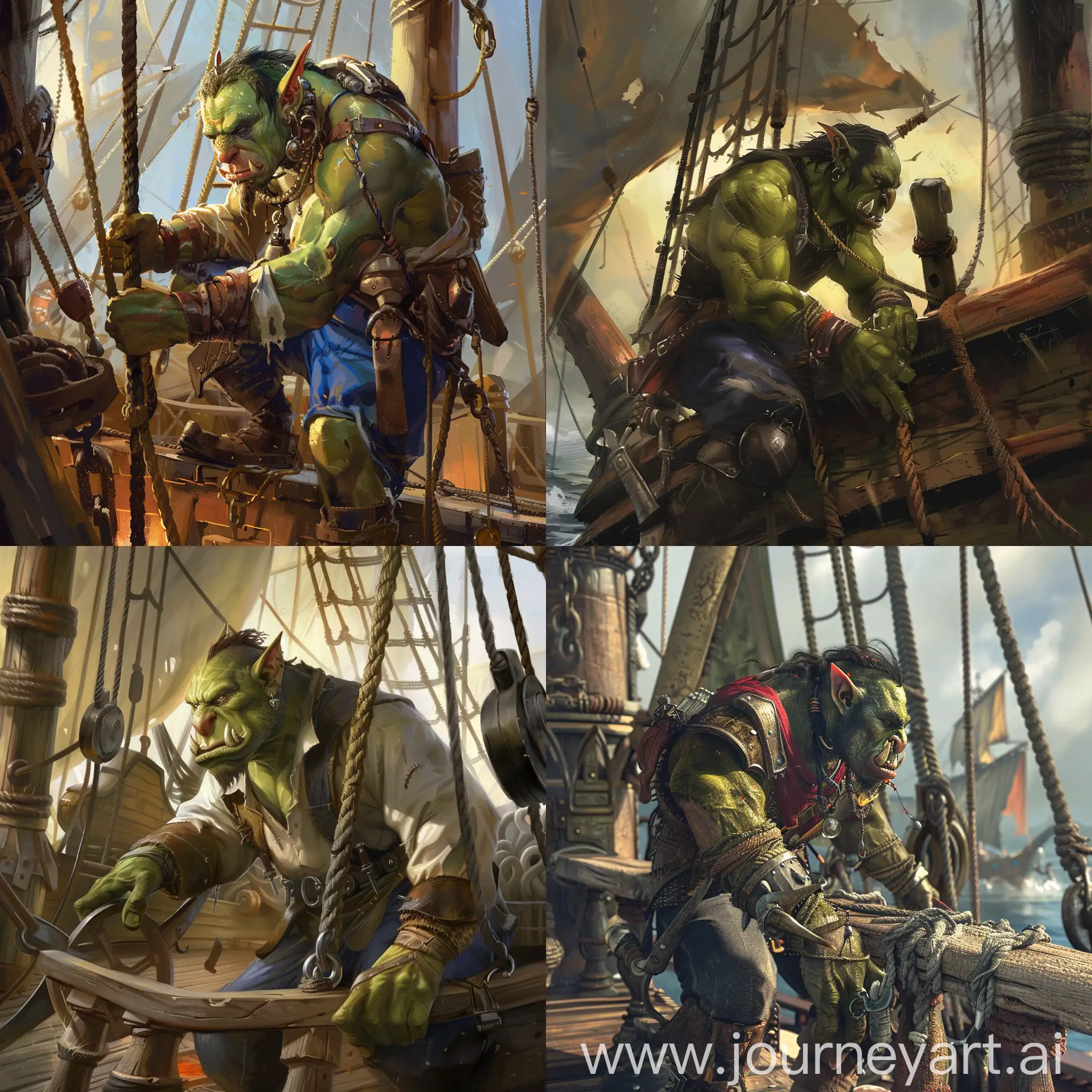 orc sailor working on a ship