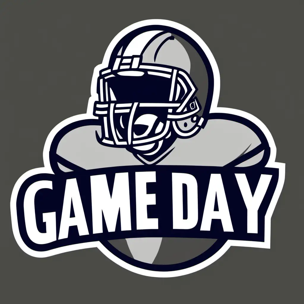 GAME DAY, WAVY LETTERS, FOOTBALL, HELMET, THICK OUTLINE, NO BACKGROUND