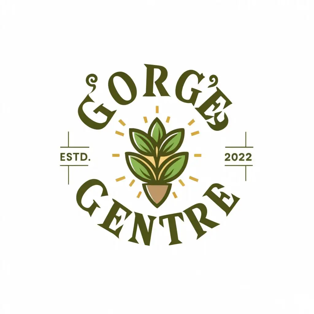 a logo design,with the text "George's Garden Centre", main symbol:gardening centre logo 
Text: "George's Garden Centre» written as circle around image 
colour theme green, yellow and brown
Text: "Est 1923» written below image 
,Moderate,be used in Education industry,clear background