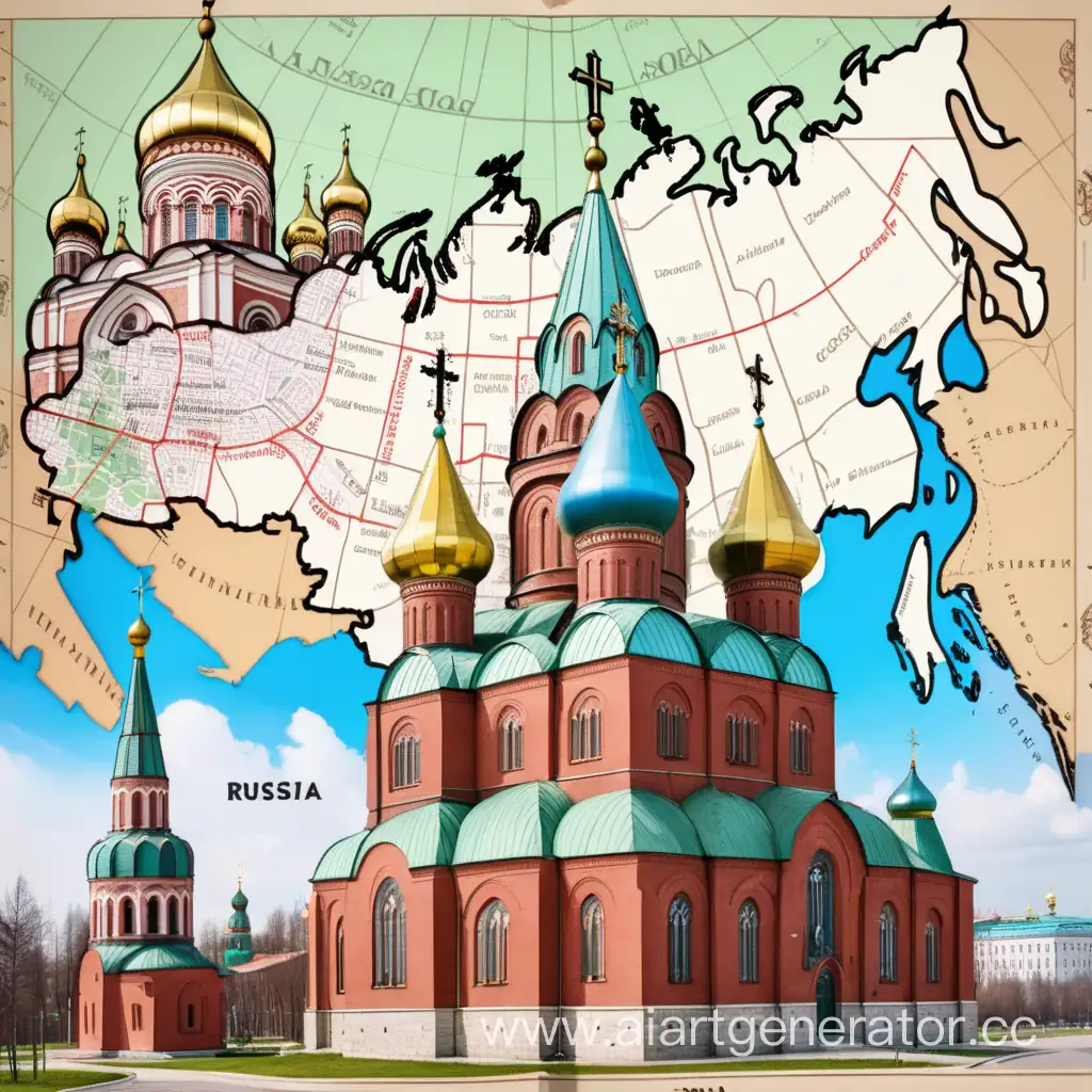 татарский собор на фоне карты россии