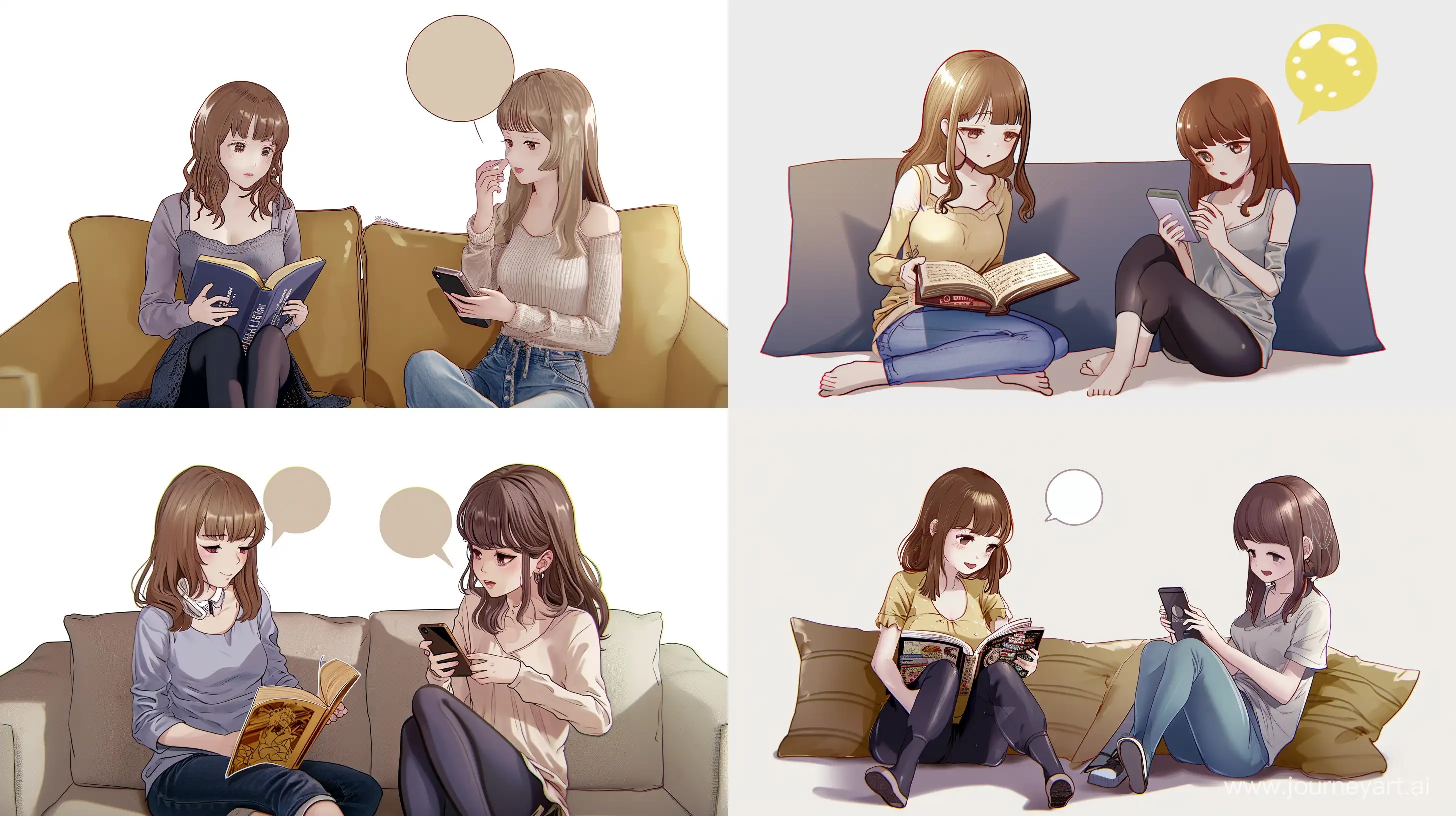 Relaxed-Anime-Girls-Reading-and-Chatting-in-Chibi-Style
