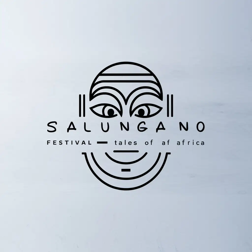 minimalistic logo " Salungano Festival" tales Of Africa Storytelling Festival, white background